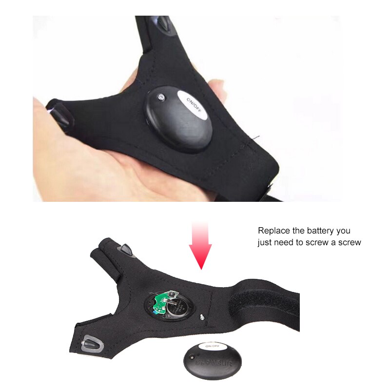 Outdoor vissen magische riem vingerloze handschoen led zaklamp handschoen overleving kamperen wandelen reddingsgereedschap links