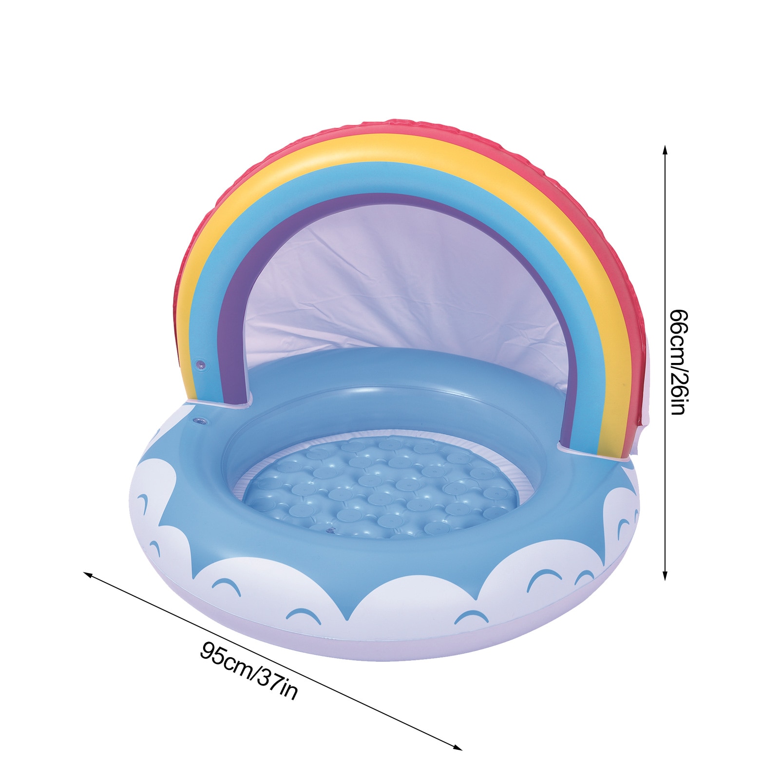 Regenboog Opblaasbare Baby Zwembad Met Luifel Zon Bescherming Pvc Water Wastafel Voor Thuis Leveringen Dh
