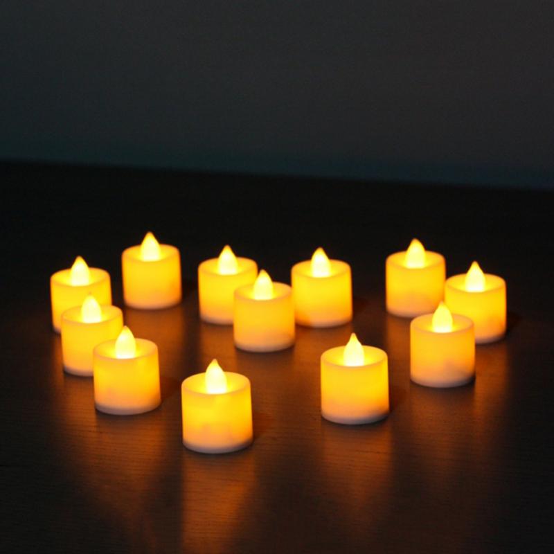 12 stk elektronisk led te lys lys realistiske batteridrevne flameless stearinlys for hjemmet bedrrom fest bryllup festival dekor