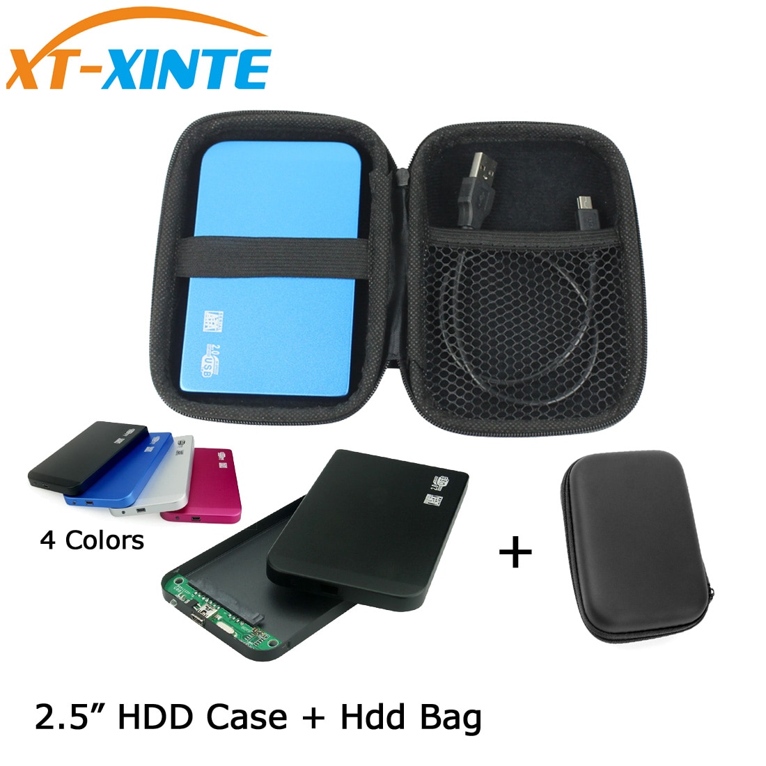 Aluminum SATA to Mini USB 2.0 HDD Case 2.5&quot; Hard Disk Drive Portable External Enclosure Case w SSD Organizer Storage Support 2TB