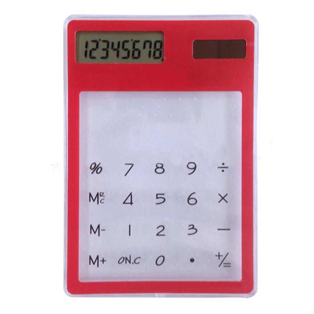 Ultra-thin Handheld Transparent Scientific Calculator Cute Pocket Calculator Solar Calculators Scientific for School Meeting: Red