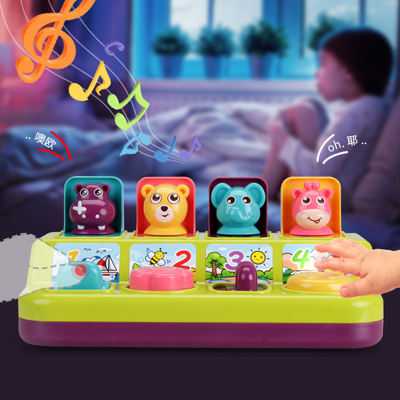 Peekaboo – jouet interactif Pop-Up en forme d&#39;animal de dessin animé, avec musique, pour enfants, formation à la mémoire, jeu de développement pour tout-petits