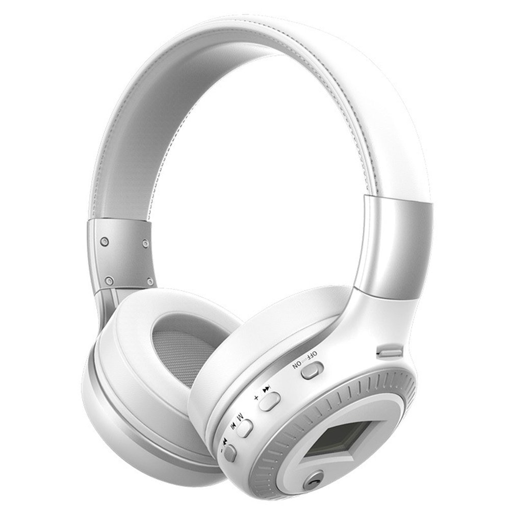 Bluetooth Headphones LCD Display Wireless Stereo Headsets Headphone With Mic Micro-SD Card Slot FM Radio For Phone: Default Title