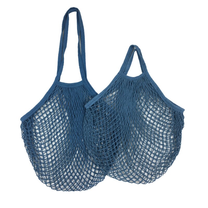 Herbruikbare Fruit Groente Tas Wasbare Katoenen Mesh Boodschappentassen Katoen String Zakken Netto Boodschappentassen Mesh Zakken Voor Fruit Opslag: L-25x35x38cm / Gray Blue 16
