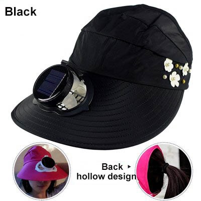 Ventilateur solaire chapeau usb charge grand vent demi casquette été travail en plein air pêche Ventilation refroidissement ventilateur casquette protection solaire: black  01