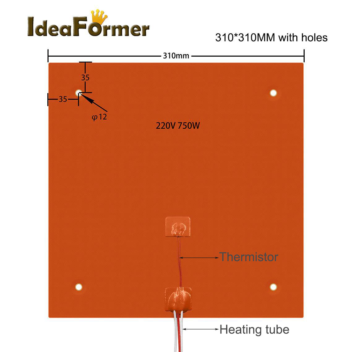 Silicone Heating Pad 220V/24V Heater Bed 200/220/235/300/310/400MM Waterproof Rubber 750W/500W/800W For Ender-3 CR10 Heating Mat