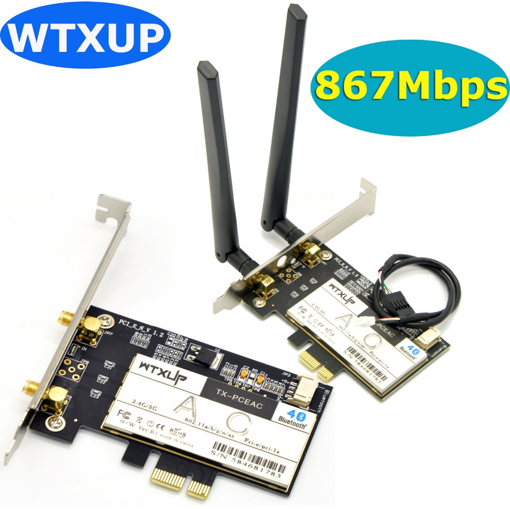 Wtxup qualcomm atheros qcnfa344 1200 mbps desktop 802.11ac pci express wifi adaptador sem fio pci-e + bluetooth 4.1 bt 4.1