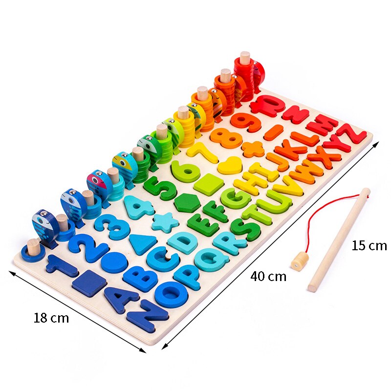 3D Wooden Toys Montessori Magnetic Fishing Digital Shape Matching Blocks Educational Toys For Children Busy Board Math Preschool: 659L