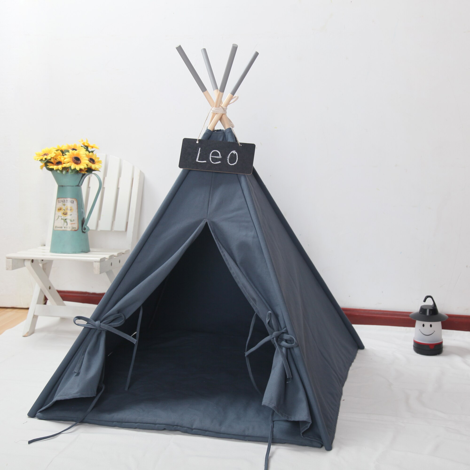 Grau Leinwand Hund Tipi 24 "Basis 25" Hoch