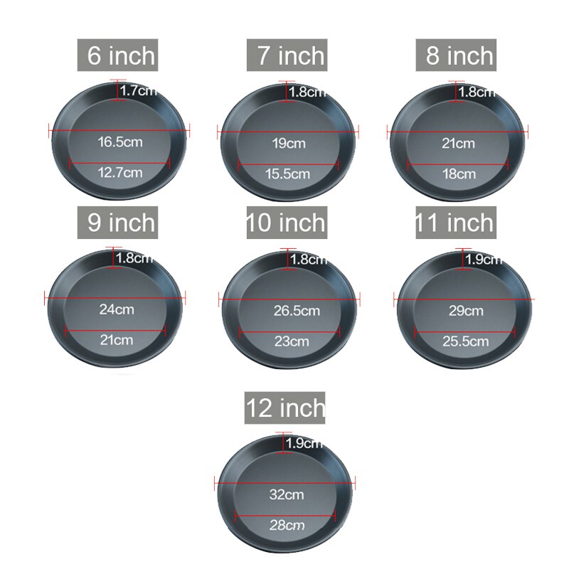 PizzAtHome 6 to 12 inches Pizza Pan Aluminium alloy Pans Non-Stick Baking Dishes Pizza Pan Plates Tray Baking Tool