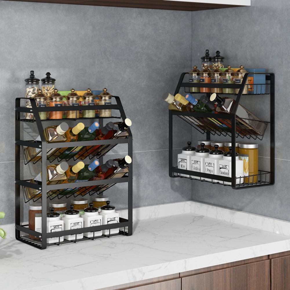 Modern Wall-mounted Spice Rack Easy to Install Seasoning Bracket Space-saving for Household