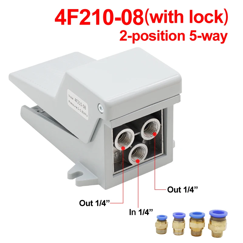Pneumatic Foot Pedal Control switch with 4F210-08 08L Air Control Valve FV420 Foot Switch and FV320 Air Cylinder Valve 4F210-08G: black / 1-1/4"