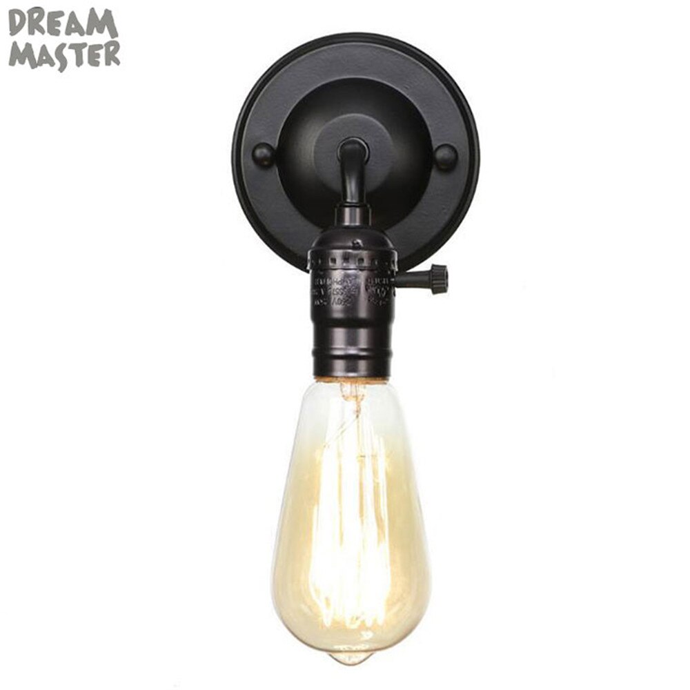 Vintage Wandlamp Moderne Slaapkamer Bedlampje Voor Woondecoratie Klassieke Wandlamp Verlichting Armatuur Knop Switch Blaker: black
