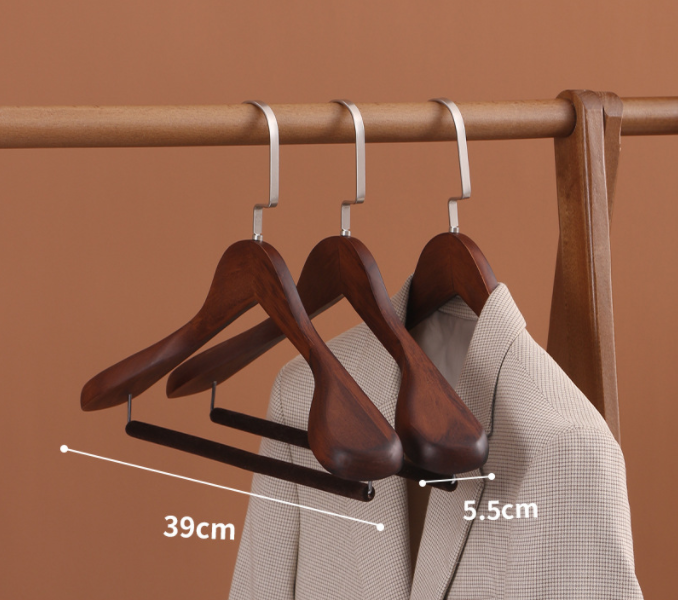 Velvet coat hanger wood flocking wide shoulder suit clothes rack home Wardrobe closet organizer luxury clothes wooden hanger: XXL / Orange