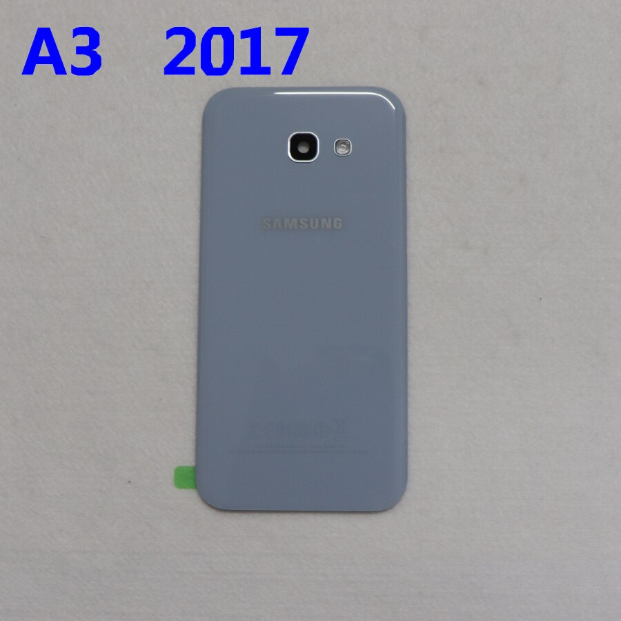 Back Glass For SAMSUNG Galaxy A3/A5/A7 A320 A520 A720 A320F A520F Back Battery Cover Rear Door Housing Case Replacement: A3 2017  blue