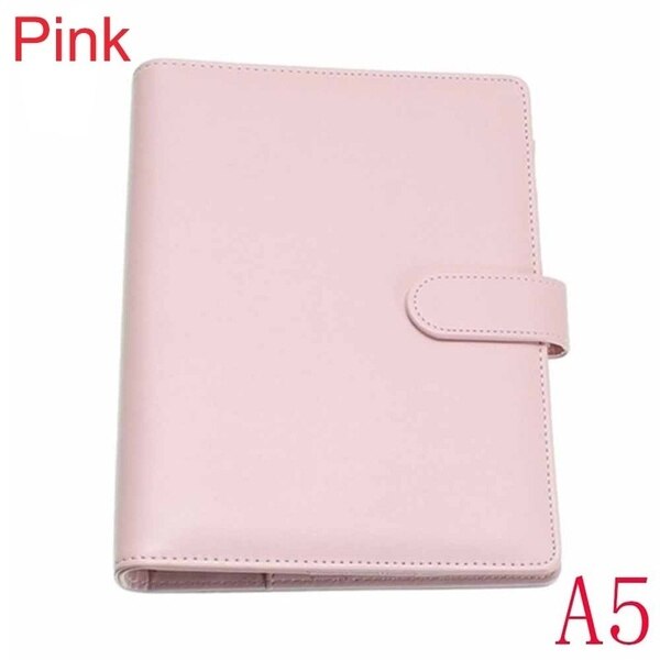 Vintage Refillable Notebook File Folder Notepad Cover Leather Ring Binder Office Supplies: A5 pink