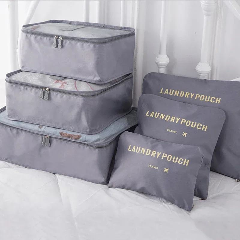 Reisopbergset van zes stuks: bagage-, kleding- en opbergtas, ideaal voor het opbergen van kleding, schoenen en ondergoed tijdens zakenreizen.