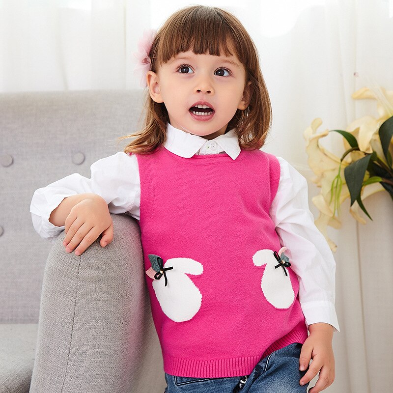 1-6 år efterår og vinter pige strikket vest sød og sød vest kæmmet bomuld børne sweater  kf802