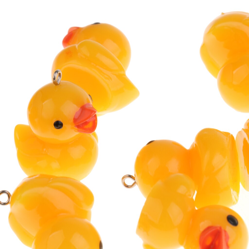 12 Stuks Leuke Gele Eend Model Dierfiguren Sleutelhanger Opknoping Hanger Ornament Diy Maken Accessoires