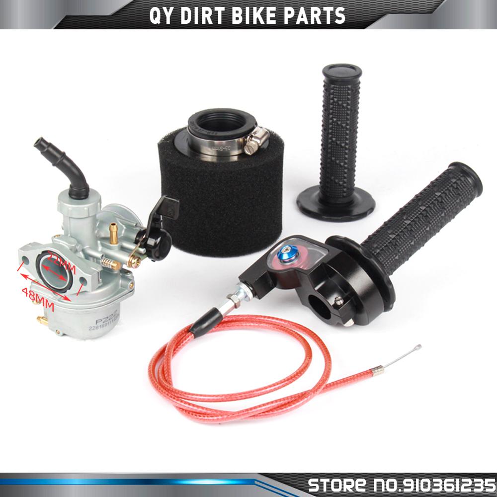 Carburateur PZ22 de 22mm avec filtre à Air, poignée d&#39;accélérateur visible pour 110cc 125cc SSR Lifan CRF50 Pit Bike moto ATV