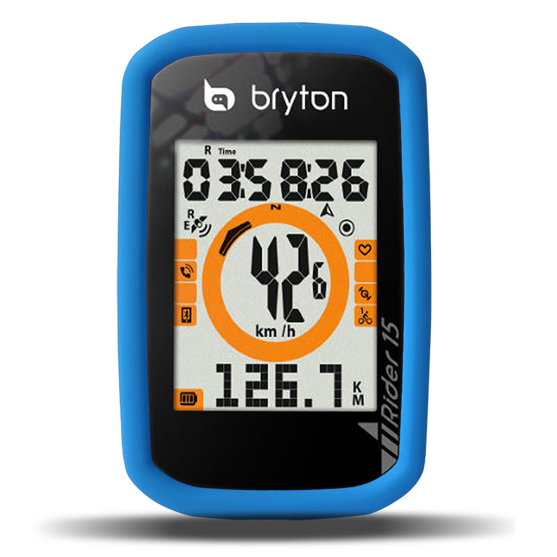 Cykelcykling  r15 computer stopur silikone gummi beskyttelsesetui smart cover med lcd-skærmfilm til bryton rider 15: Blå sag og film