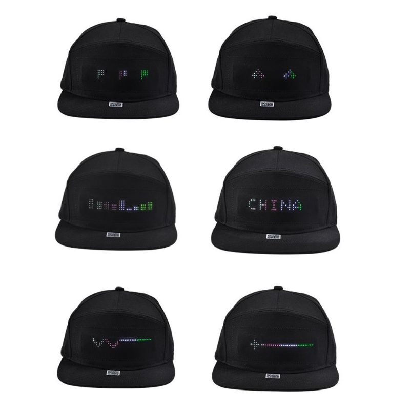 Mannen Vrouwen Bluetooth Led App Controlled Baseball Hoed Bericht Display Hip Hop Cap