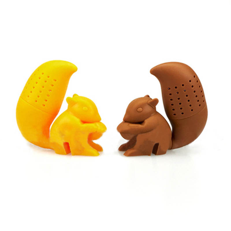 Silicone Tea Strainer cute Squirrel Shape Tea Infuser Reusable Herbal Spice Filter Brewing Tea Device kitchen teapot Accessories