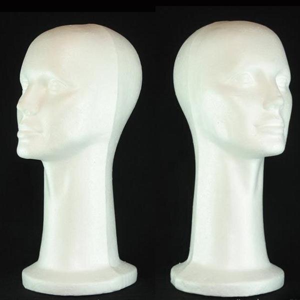 Cabeza de maniquí de espuma de poliestireno para mujer, con peluca, cabello, gafas y sombrero, y 53cm cabezas de maniquí de espuma.
