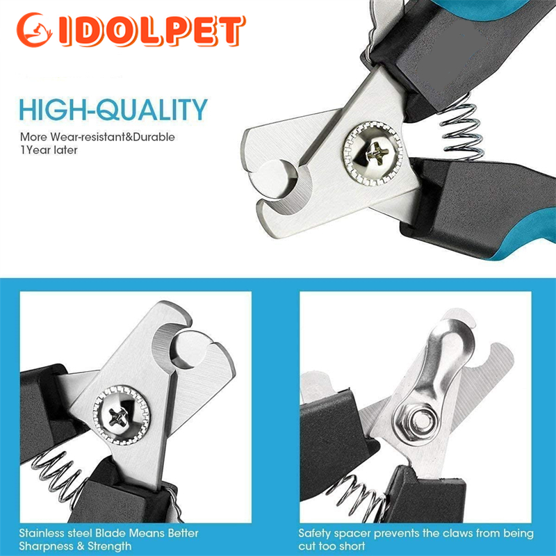 Pet Nail Clipper with Safety Guard Stainless Steel Scissors Cat Dog for Claw Care Grooming Supplies Size Fits