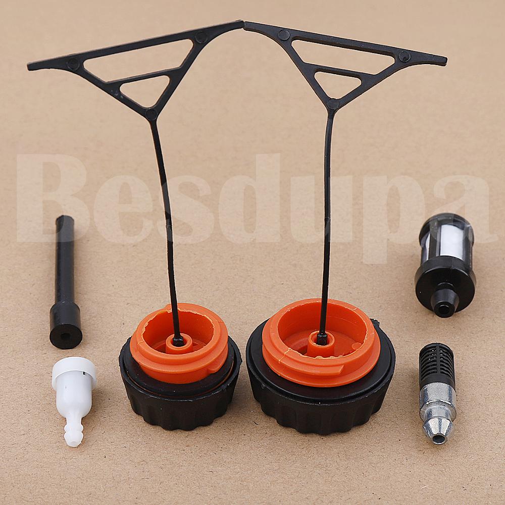 Gas Fuel Cap & Oil Cap For Stihl 020 021 023 024 025 026 028 034 036 038 042 048 AV Super Replace 0000 350 0520, 0000 350 0510
