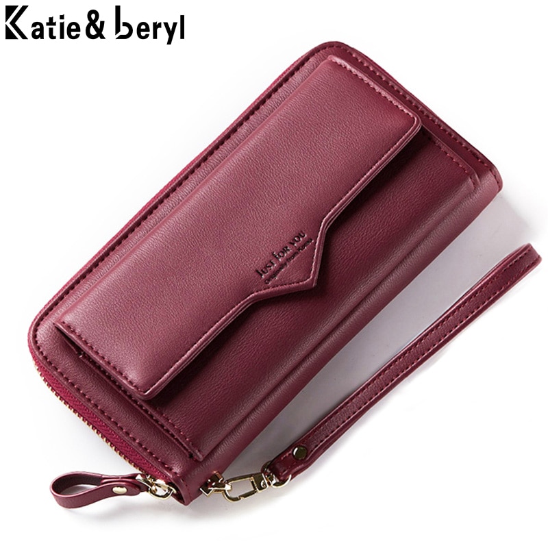 Brand Large Capacity Women Wallet Clutch Cell Phone Pocket Card Holder Long Wallets Female Wristband Ladies Handbag Purse