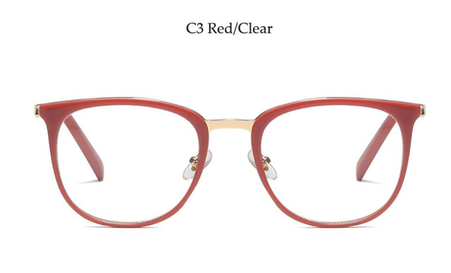 Montura de gafas blancas de lujo para mujer, gafas cuadradas de , montura transparente, lentes para miopía, gafas empotradas de de , gafas decorativas: C3 red clear