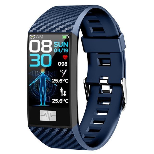 DT58 Pro 24 Stunde Temperatur Immunität Armband Fitness Track Wetter Höhe Outdoor Gesundheit Smart Uhr für Frauen Männer: Blau