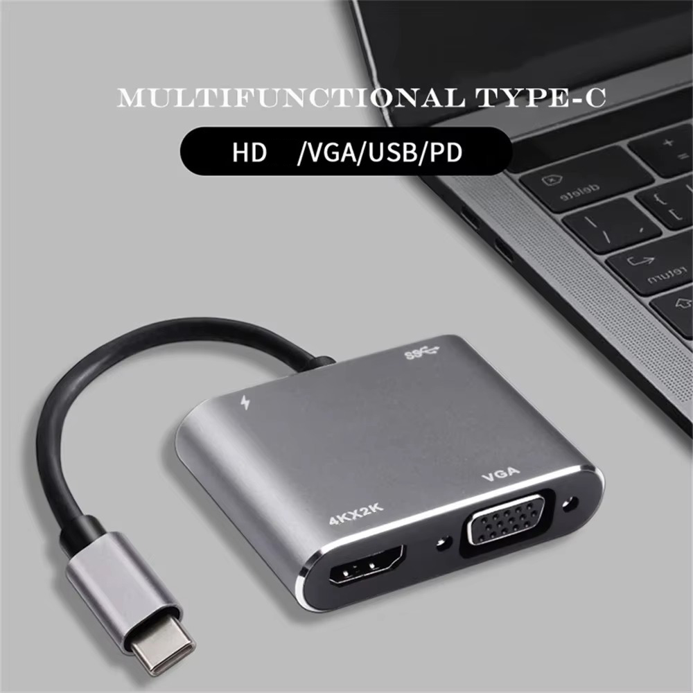 USB C To HDMI-Compatible VGA Adapter Type-C Digital AV Multiport Adapter Thunderbolt 3 Converter To 4K 1080P for MacBook