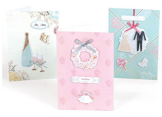 Eno Greeting Paper 3D Card Kit Wedding Valentine DIY Complete Scrapbooking Card Kit 3 blank Cards with Envelopes
