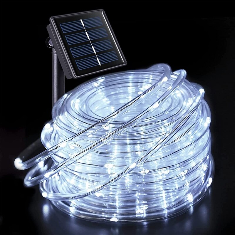 Led Solar Tube Lamps Fairy Neon Tube String Lights 7/12/22M For Year Christmas Street Solar Garden Outdoor Decoration IP65: White / 12M 100LEDs