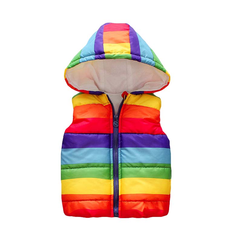 Autunno Ragazzo Giacca Gilet Abbigliamento per Bambini Arcobaleno A Righe di Modo Dei Bambini Vestiti Della Ragazza con Cappuccio Gilet casuale Ragazzi bambino Outwear