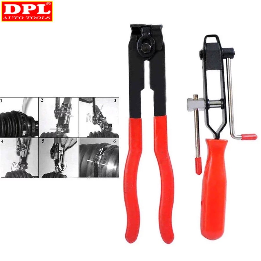 2pcs/set CV Joint Clamp Banding Install Tool Ear Type Boot Clamp Pliers Metal Hand Tool Red+Black CV Boot Clamp Pliers