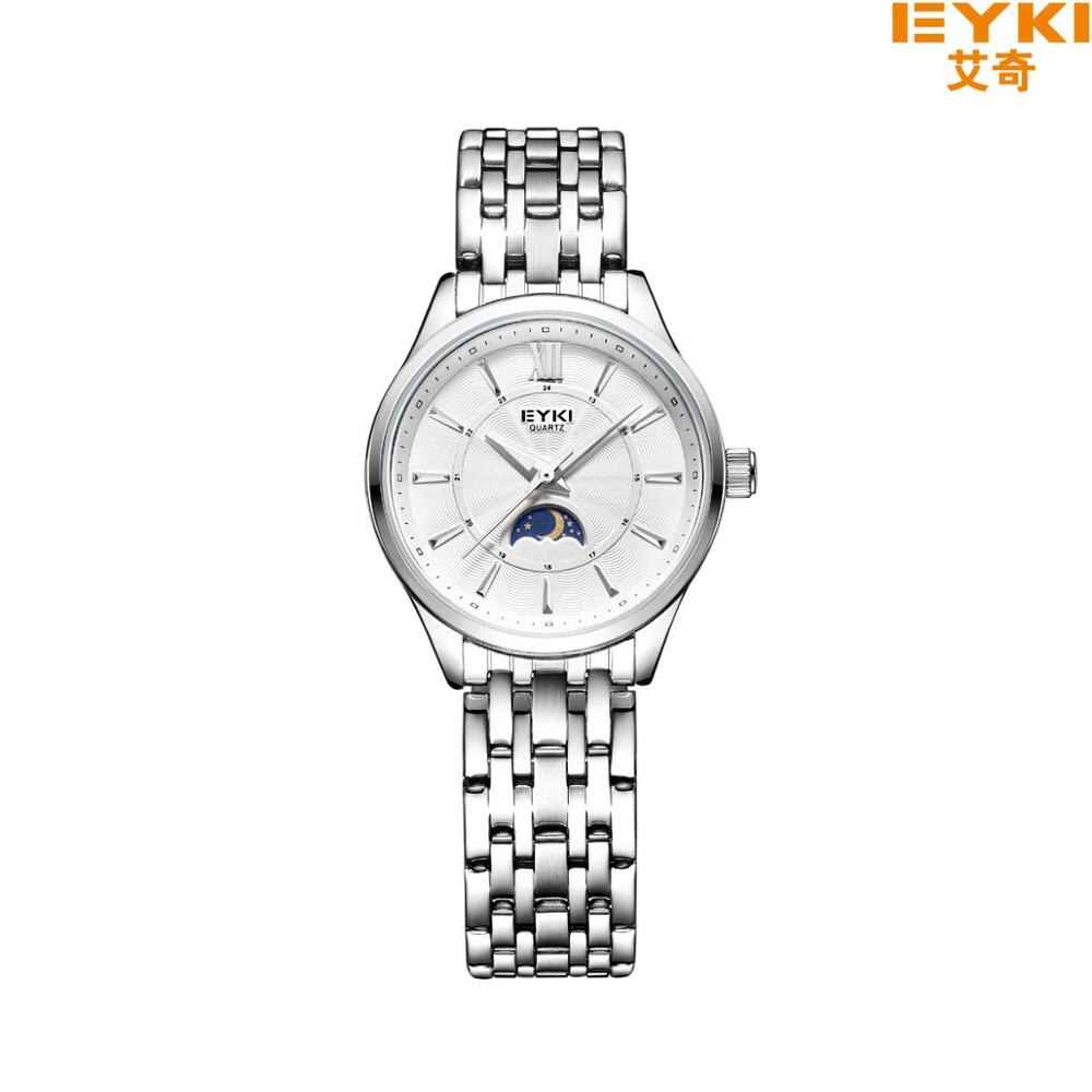 EYKI Top de luxe montre hommes hommes montres en acier inoxydable maille bracelet Quartz montre-bracelet soleil lune et étoiles robe montre: 4825