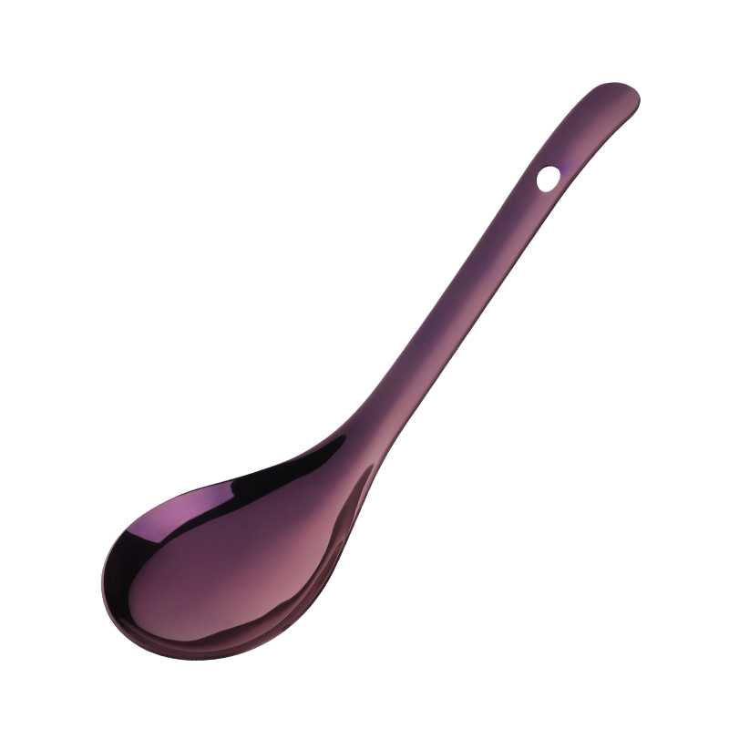 1PCS Rice Serving Spoon 18/8 Stainless Steel Long Handle Soup Porridge Rice Scoop Gold Tableware Spoon Dinnerware Kitchen Tools: Purple Rice Scoop