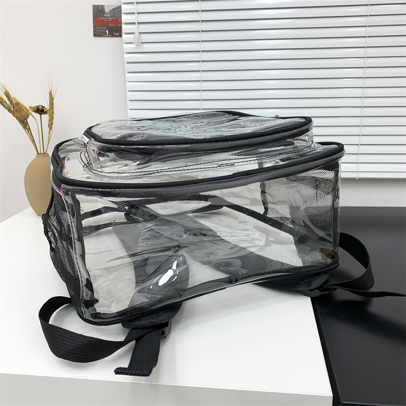 Mochila impermeável transparente saco de escola grande capacidade mochila sólida clara unisex moda saco plástico transparente