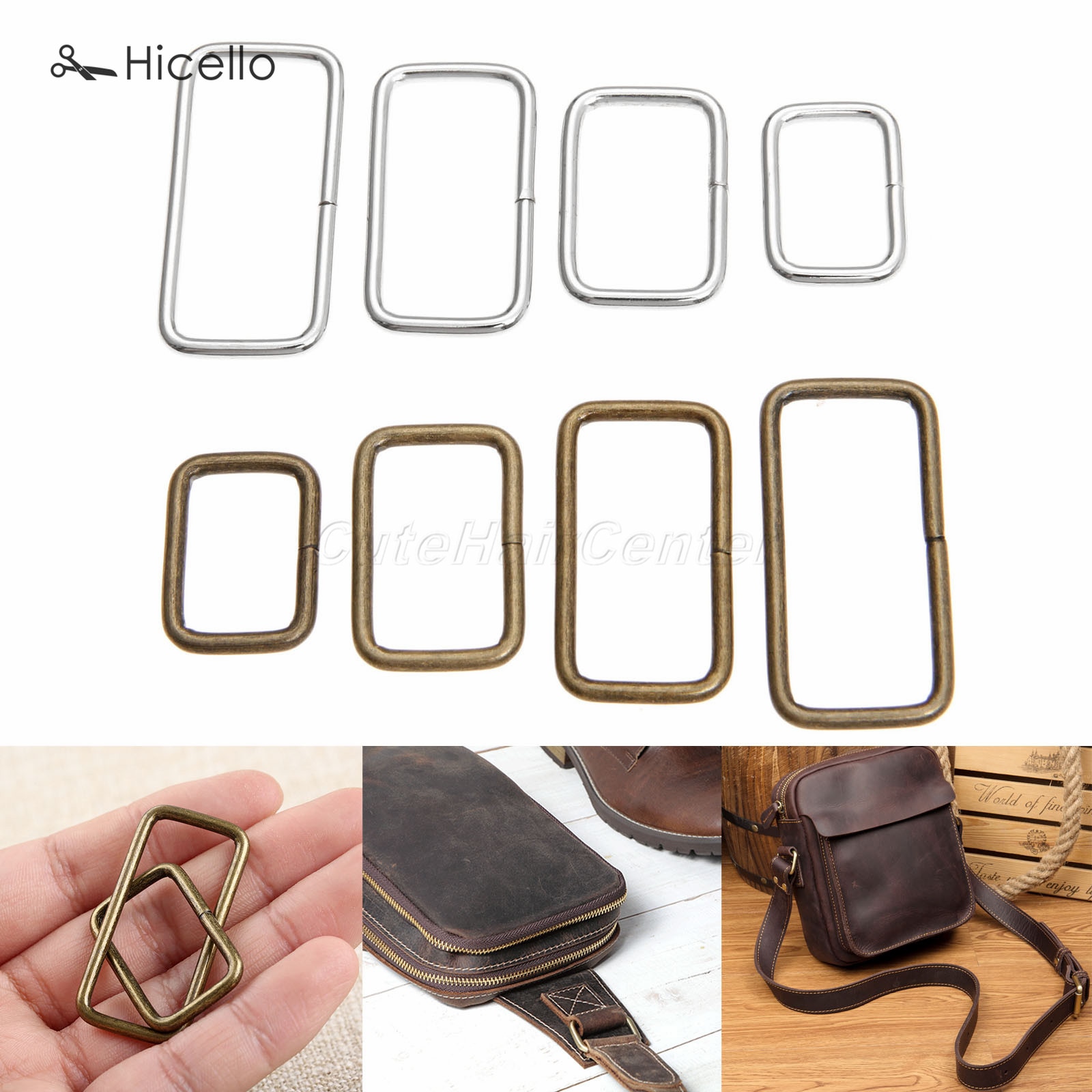 20Pcs/lot Metal square ring buckles Garment Belt DIY Needlework Luggage Sewing handmade Bag purse buttons Bronze Silver Hicello