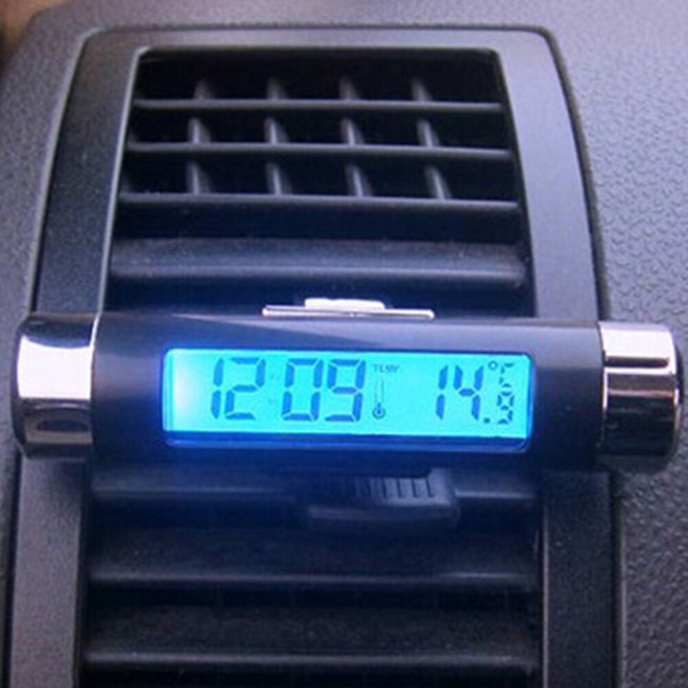 Reloj Digital para salpicadero de coche, pantalla LCD, soporte autoadhesivo, de plástico,
