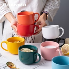 Keramische Nordic Ontbijt Cup Creatieve Havermout Melk Cup Grote Capaciteit Microwavable Grote Buik Mok Drinkware Huishoudelijke