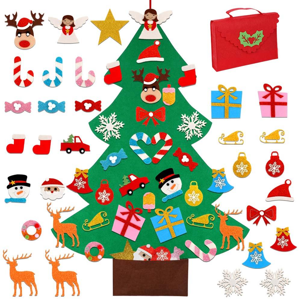 Ourwarm 3d diy filt toddler juletræ stjerne topper med tegneserie hængende ornamenter år til børn xmas boligindretning: Opgraderet