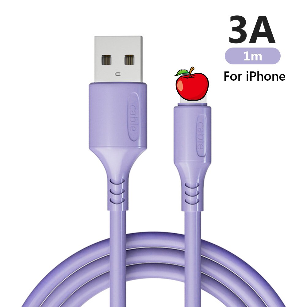 1m 3A USB Typ-C Android Mikro Flüssigkeit Silikon Schnelle Ladekabel Daten synchronisieren Für IPhone Samsung Huawei ehre Xiaomi Redmi