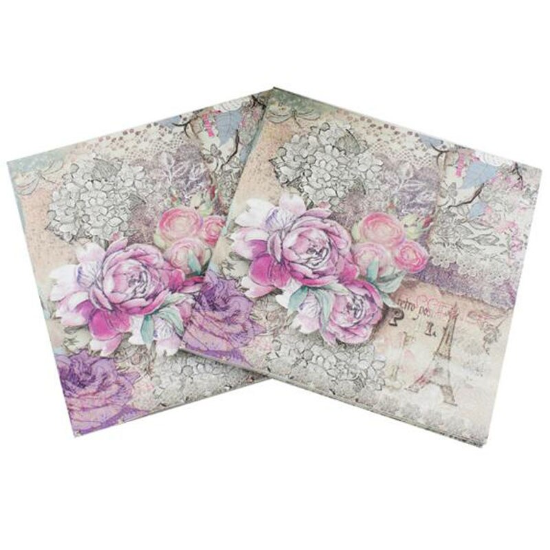 20 stk vintage blomst bordpapir servietter decoupage tissue håndklæde fødselsdag bryllupsfest smuk indretning køkkenpapir: B