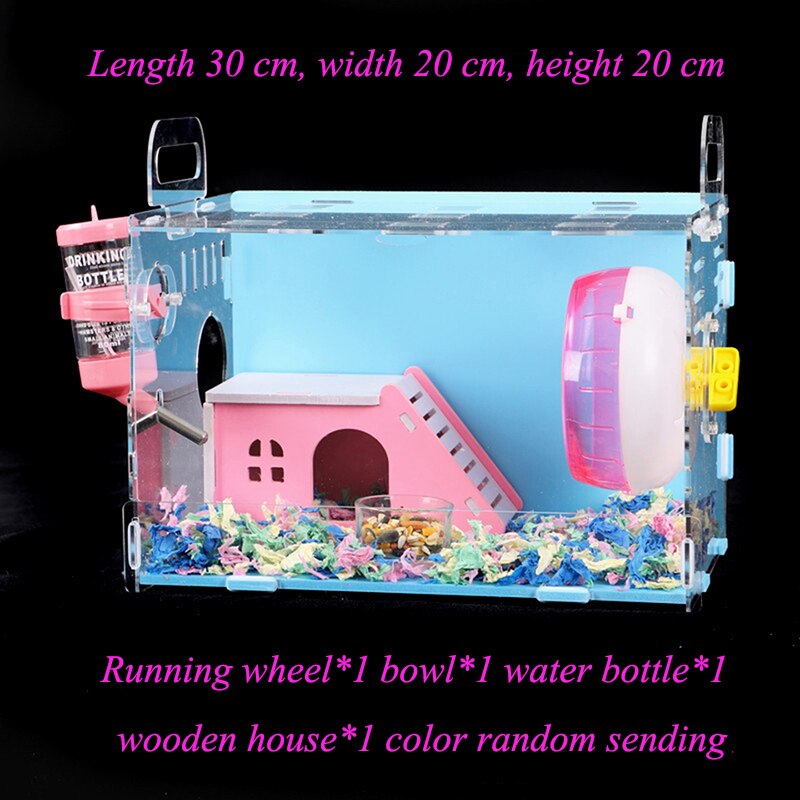 Large Size Hamster House Acrylic Small Pet Cage Transparent Oversized Villa Guinea Pig Basic Cage Toy Supplies Package Nest: Set meal-03