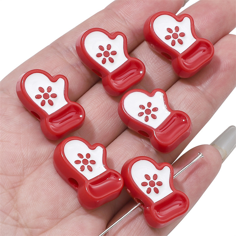 6 teile/los Weihnachten Baum Glocken Handschuhe Acryl Perlen Komponenten Für DIY Handgemachte Armbinde Halskette Schmuck Machen Liefert Material: Blau