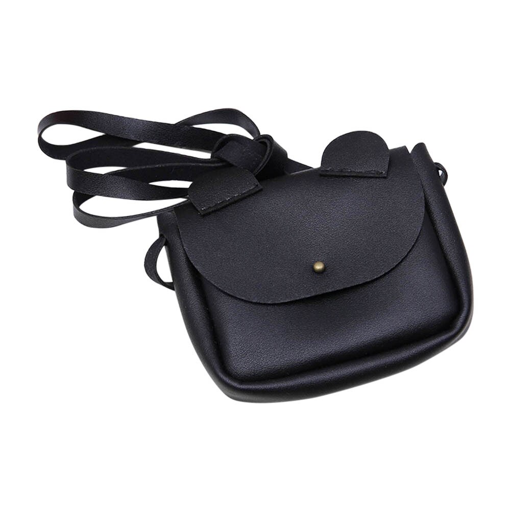 Nova chegada bonito dos desenhos animados orelhas crianças meninas bolsa de ombro crossbody estilingue couro do plutônio crianças pequena moeda carteira bolsa: Black